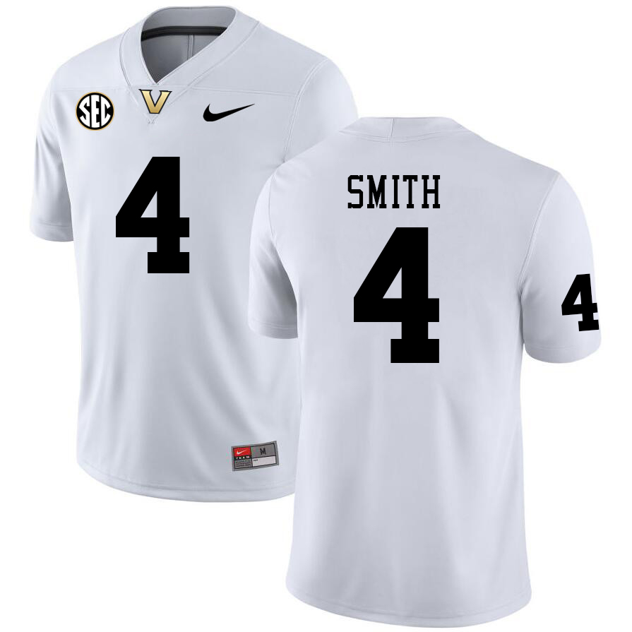 Vanderbilt Commodores #4 Patrick Smith College Football Jerseys Sale Stitched-White